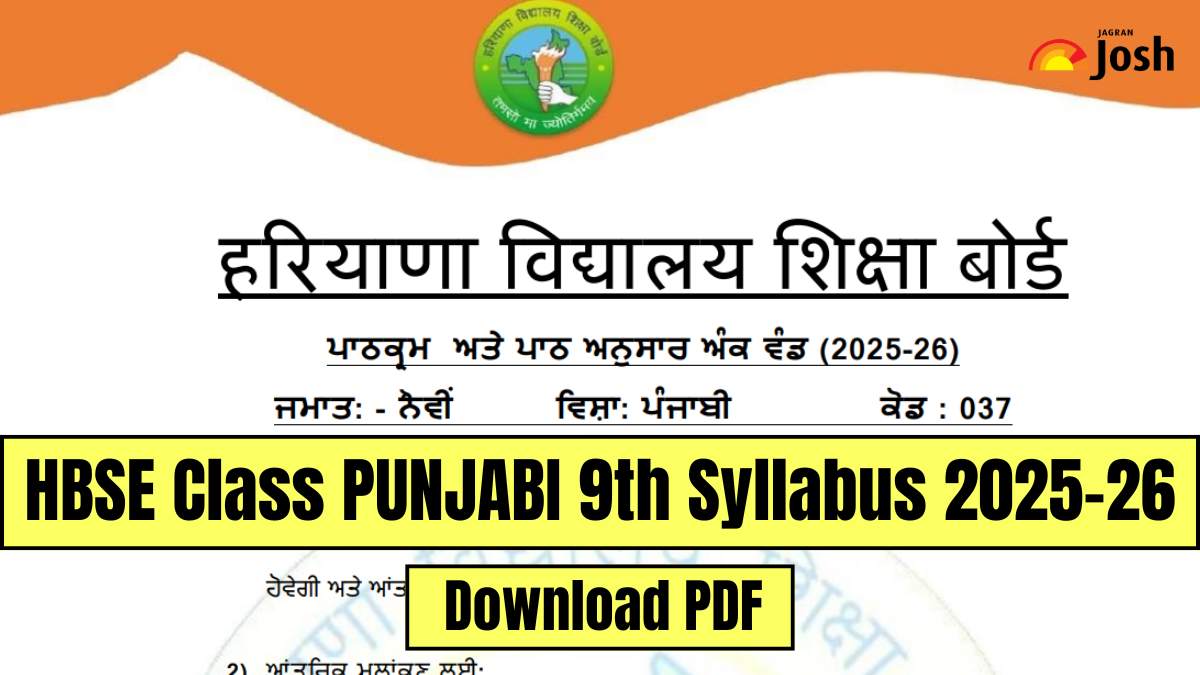 Haryana Board HBSE Class 9th Punjabi Syllabus 2025, Download FREE PDF